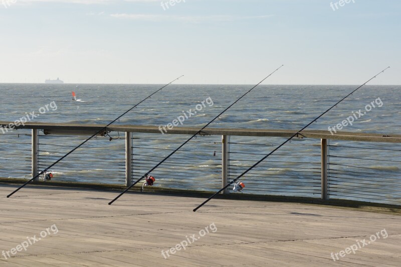 Fishing Rods Sea Fish Water Pier