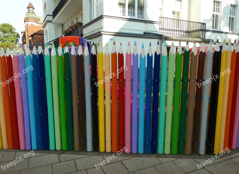 Colour Pencils Fence Limit Plot Colorful