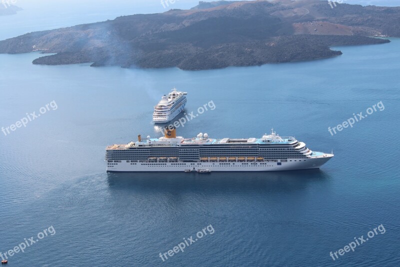 Summer Holiday Cruise Ships Santorini Costa Deliziosa