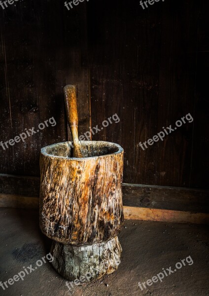 Rice Mortar Belongings History Travel Traditional Culture