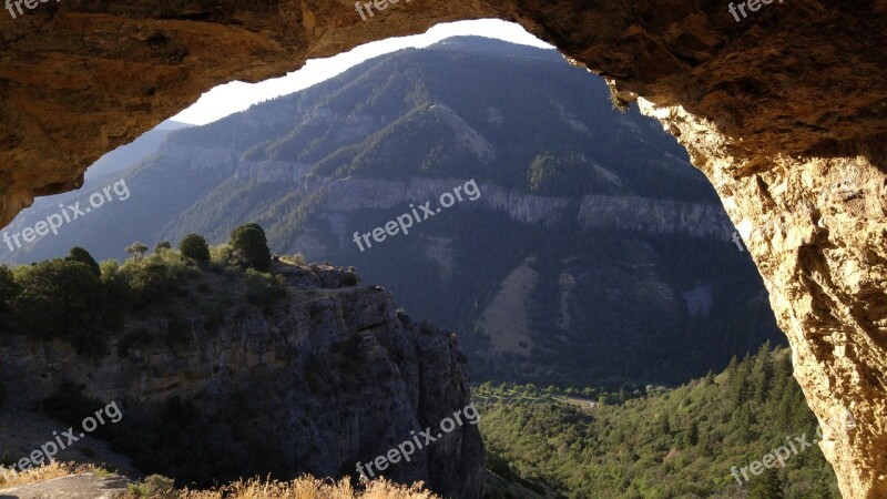 Mountain Cave Arch Framed Cavern