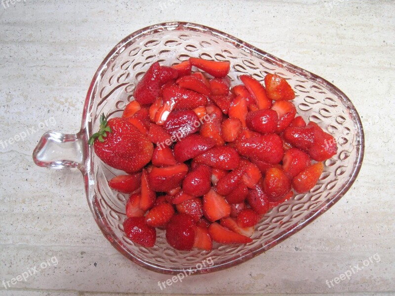 Strawberry Bowl Summer Fruits Red Fruity Strawberries Bowl With