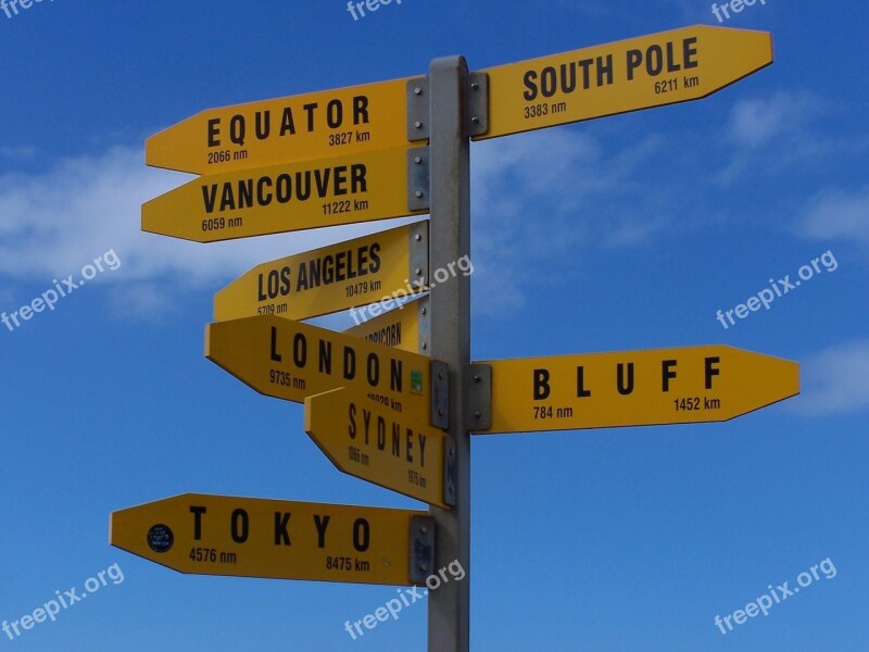 Street Sign Neuuseeland Distances Free Photos