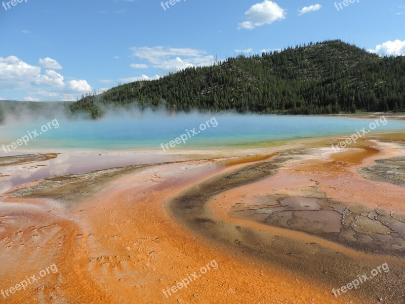 Yellowstone Hot Springs Grand Prismatic Spring Free Photos