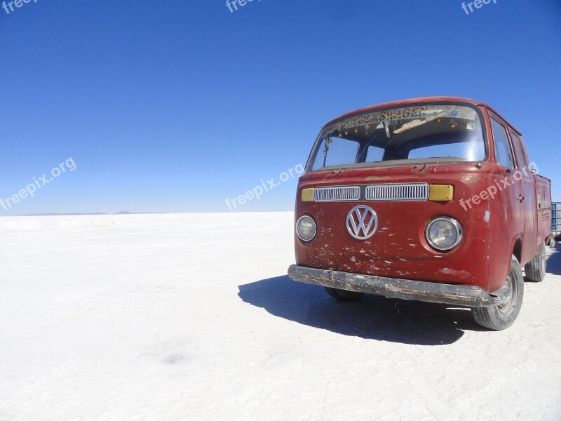 Van Travel Salt Flats Vintage Vw Van