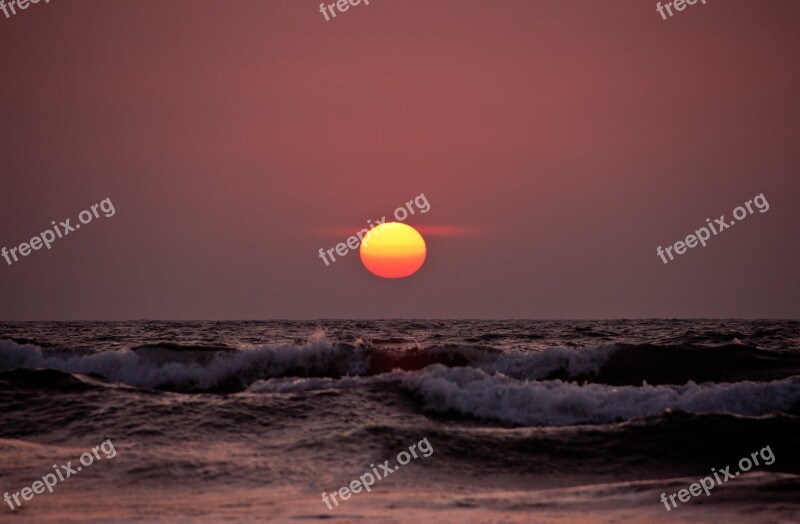 Sunset Beach Beach Sunset Water Horizon