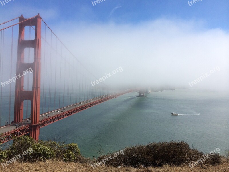 Golden Gate Bridge San Francisco Pacific Coast Usa Fog