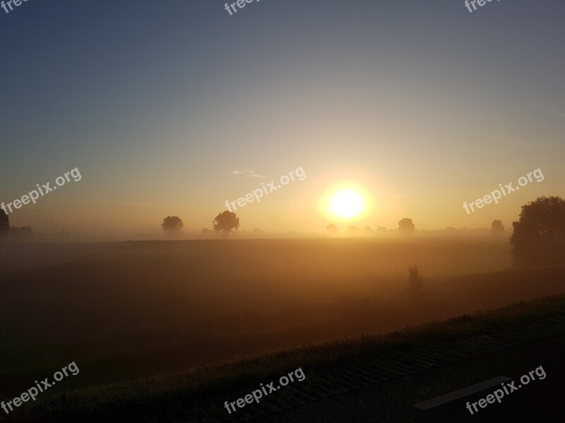 Morning Sun Fog Nature Sun Blue Sky