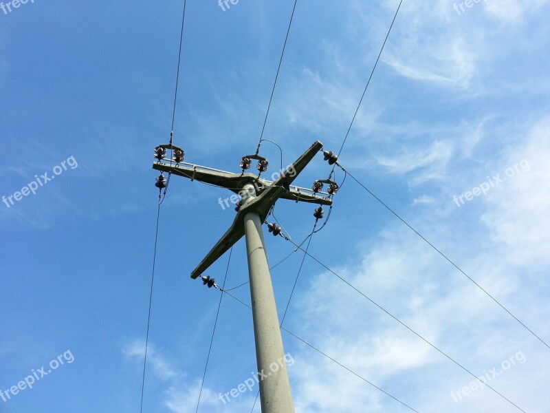 Strommast Lines Clouds High Voltage Power Line