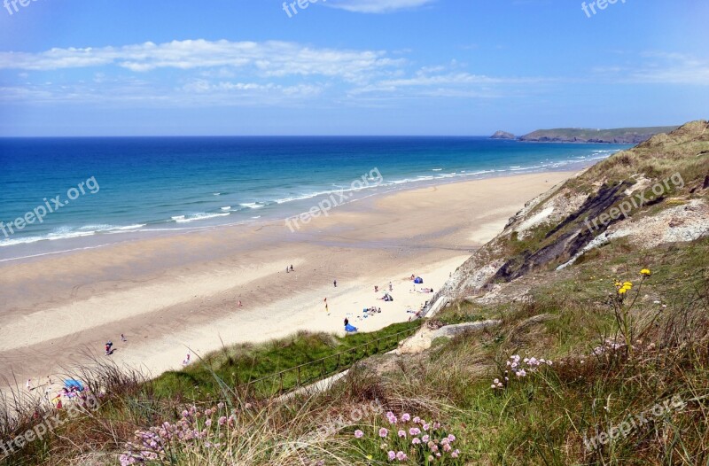 Cornwall Perranporth Coast Sea Beach