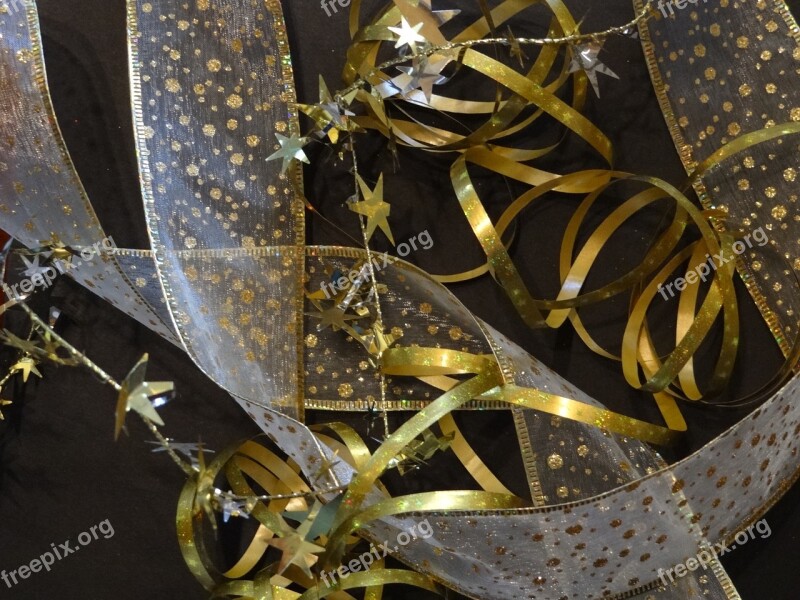 Ribbons Stars Background Celebrate Decorations