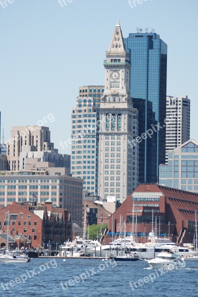 Tower Clock Boston Custom House Architecture