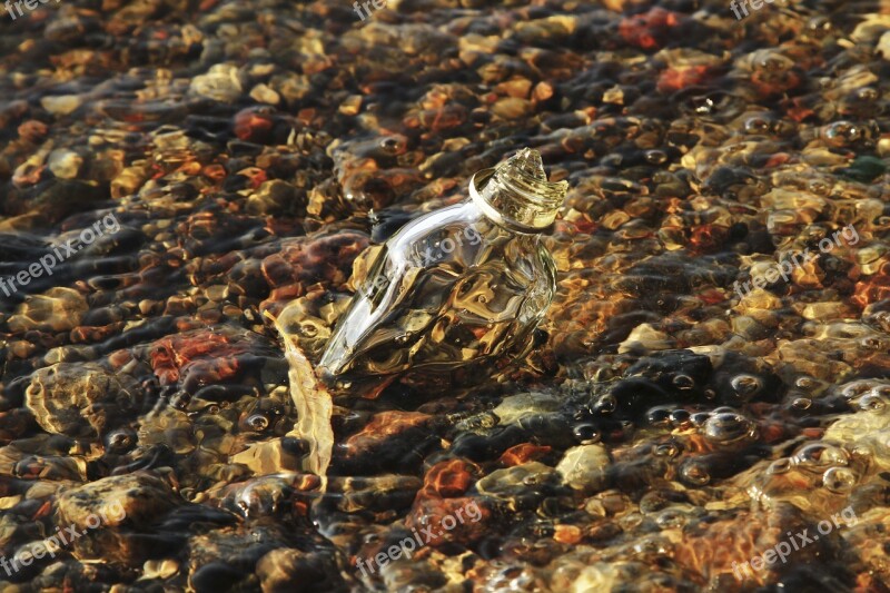 Broken Glass Bottle The Stones Water Free Photos