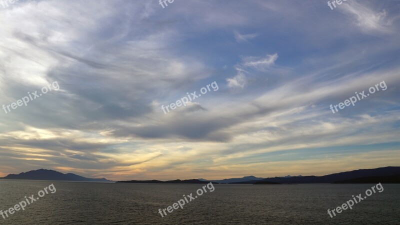 Sunset At Sea Alaska Summer Clouds Free Photos