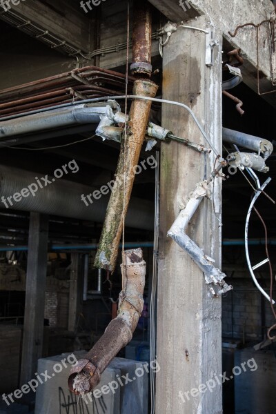 Broken Pipe Old Factory Metal Rust Industry