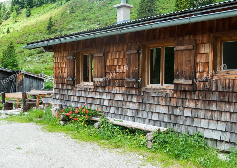 Hut Summer Hiking Wood Flowers