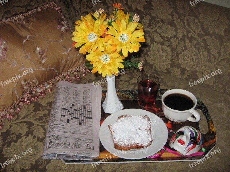 Breakfast Breakfast Tray Coffee Beignets Chaise