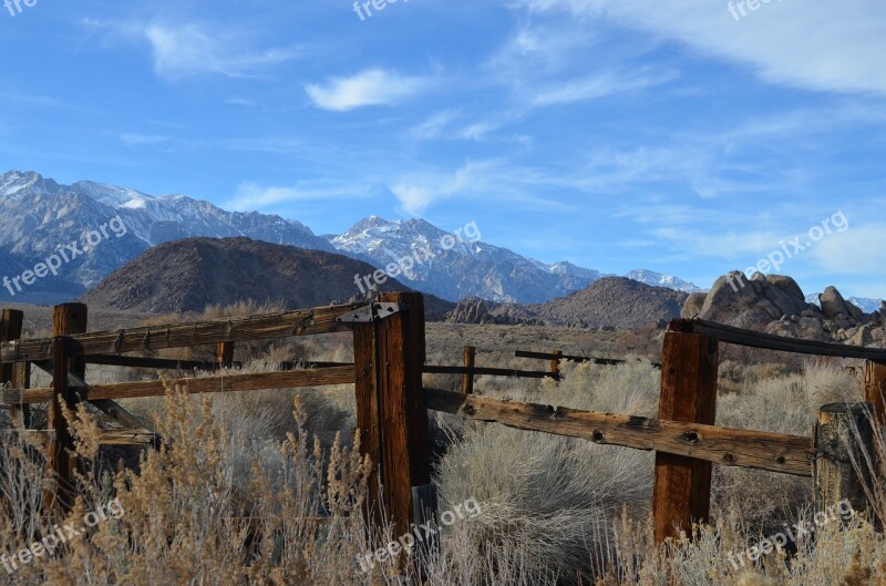 Fence Lone Pine Western Mountains Nature