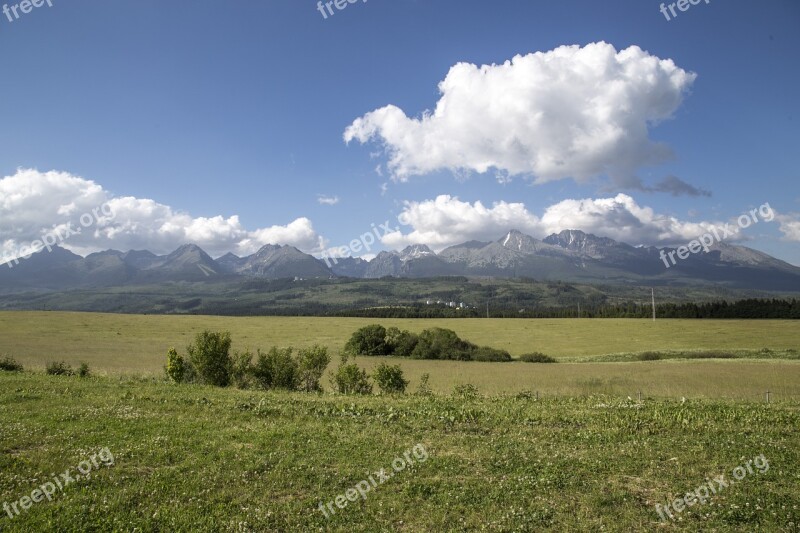 Mountains Clouds Sky Blue Nature