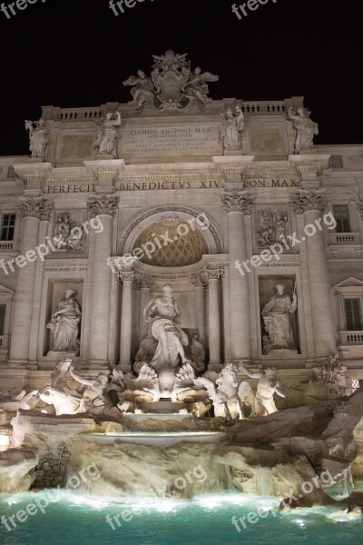 Rome Italy Fountain Trevi Night