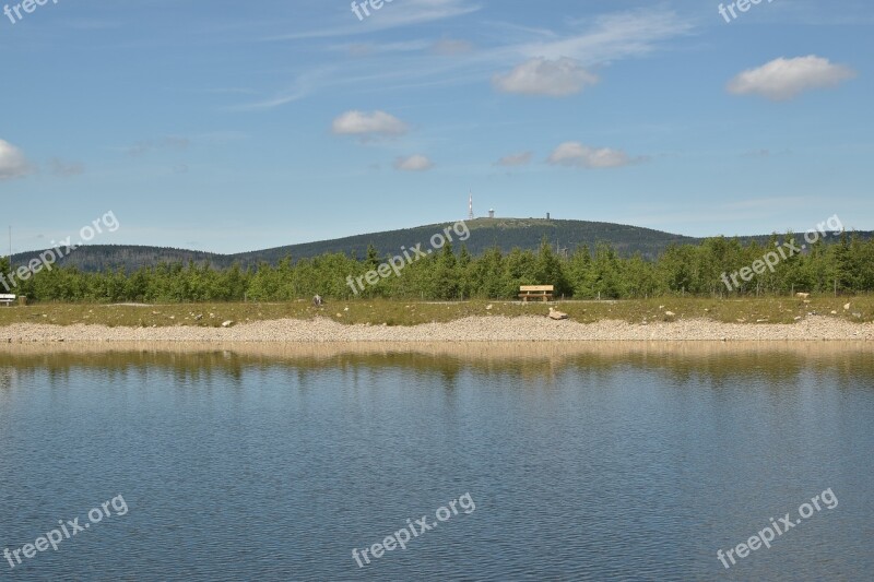 Artificial Pond Landscape Mountains Highlands Braunlage