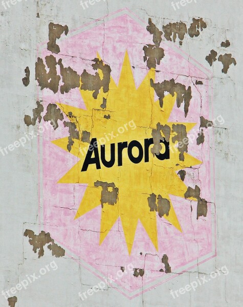 Aurora Building Facade Wall Lettering Weathered