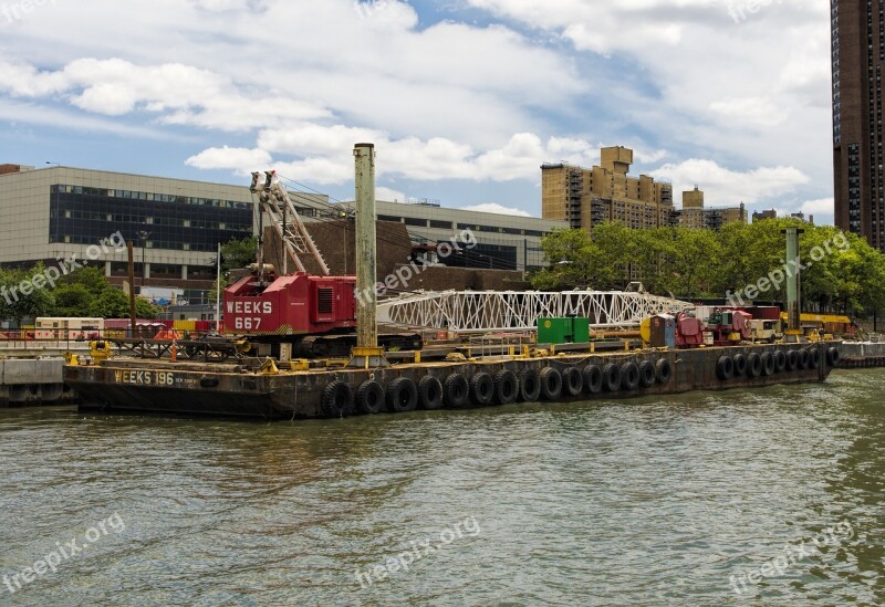 Dock Barge River Industrial Boat