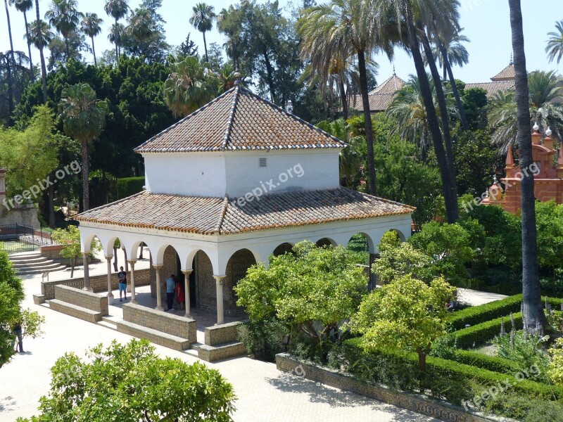 Alcazar Park Garden Pavilion Arches Seville