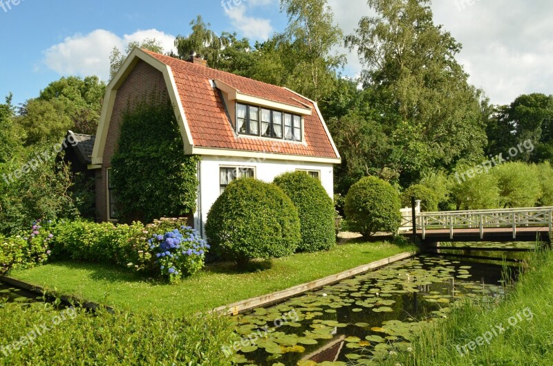 House Home Garden Bridge Water Landscape