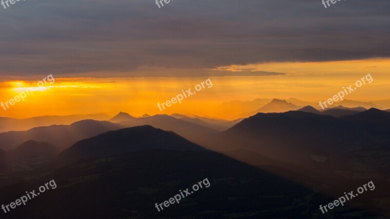 Sunrise Alpine Mountains Clouds Unterberg