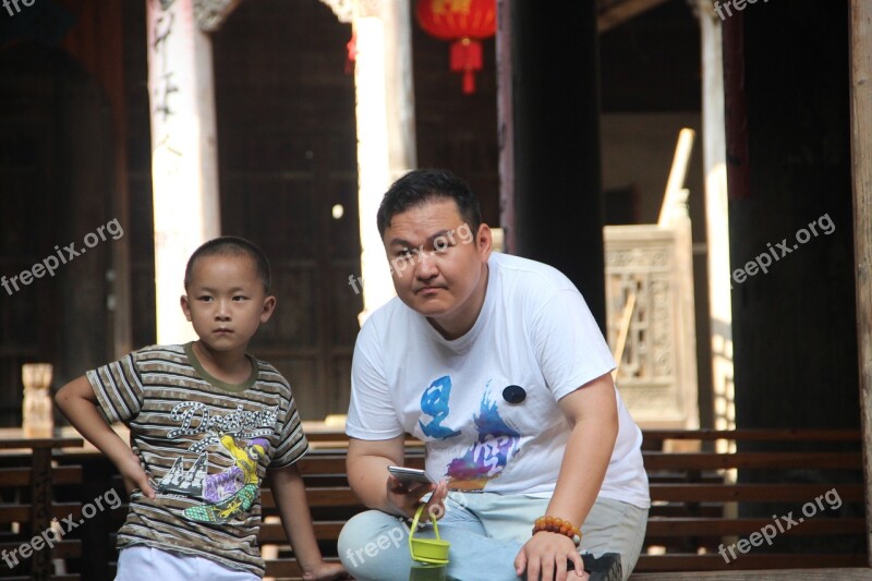 China Culture Father Child Street