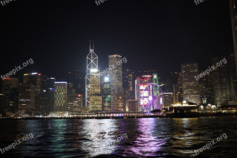 Night Scene Hong Kong Ferry Free Photos