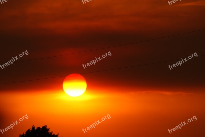 Sunset Texas Cloudy Orange Sky Evening