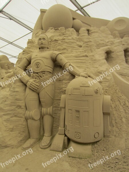 Sand World Sand Sculpture Star Wars C-3po R2d2