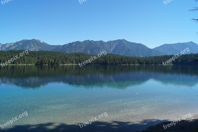 Eibsee Bavaria Lake Water Mirroring