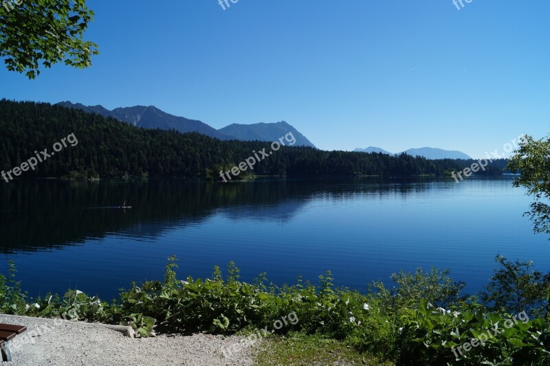 Eibsee Bavaria Lake Water Mirroring