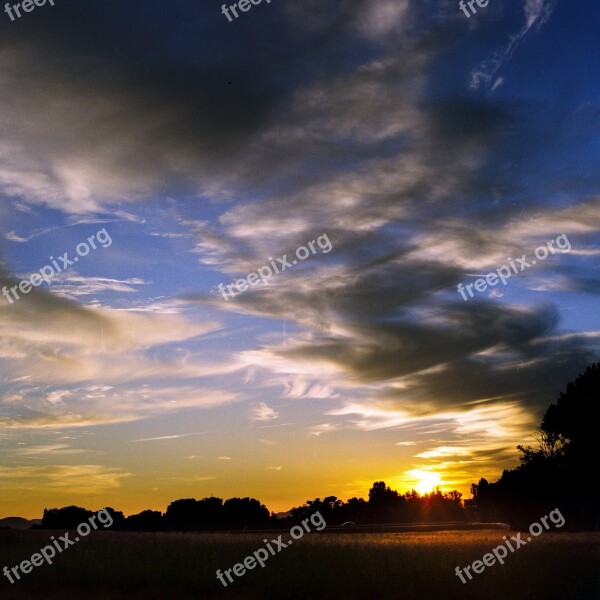 Sunset Clouds Sun Sky Landscape