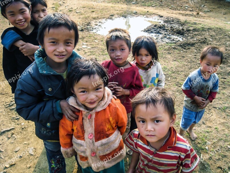 Kids Mountain The Countryside Lai Chau Vietnam