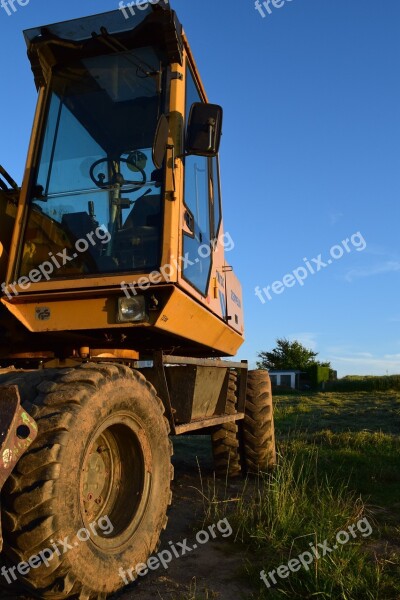 Construction Equipment Excavators Site After Work Break