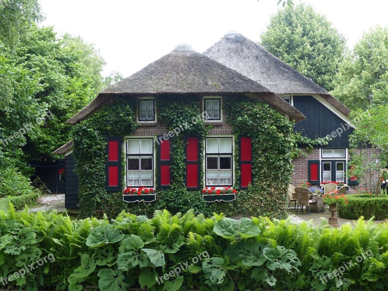 Idyllic Thatched Cottage Giethoorn Netherlands The Green Venice Of The North Free Photos