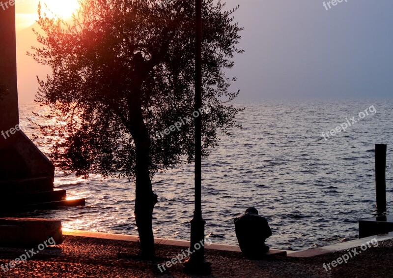 Sunset Lake Malcesine Italy Lake Garda