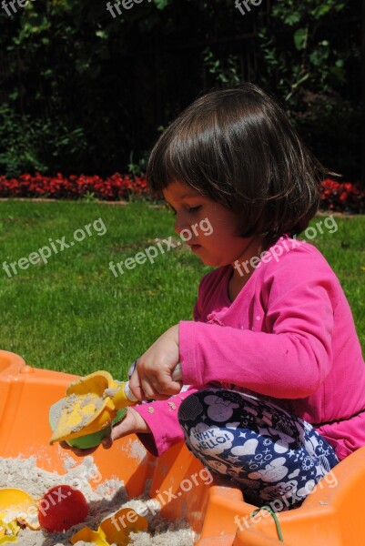 Fun The Little Girl Child Joy Sandpit