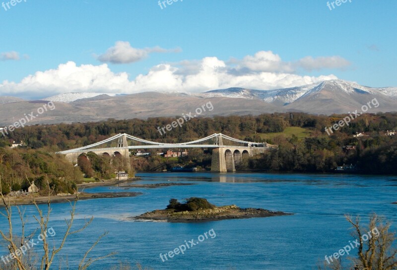 Menai Bridge Anglesey Suspension Wales