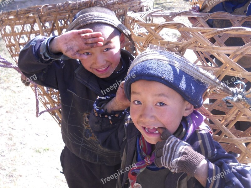 Children Nepal Sherpa Trekking Trek