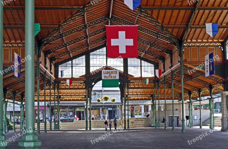 Montreux Market Hall Event Hall Flags Vaud