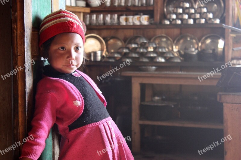 Nepal Girl Trek Young Child