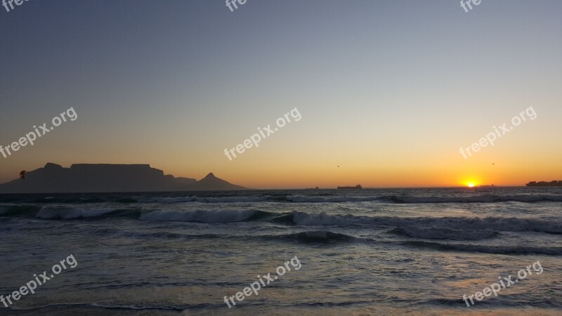 Cape Town Table Mountain Sunset Landscape Tourism