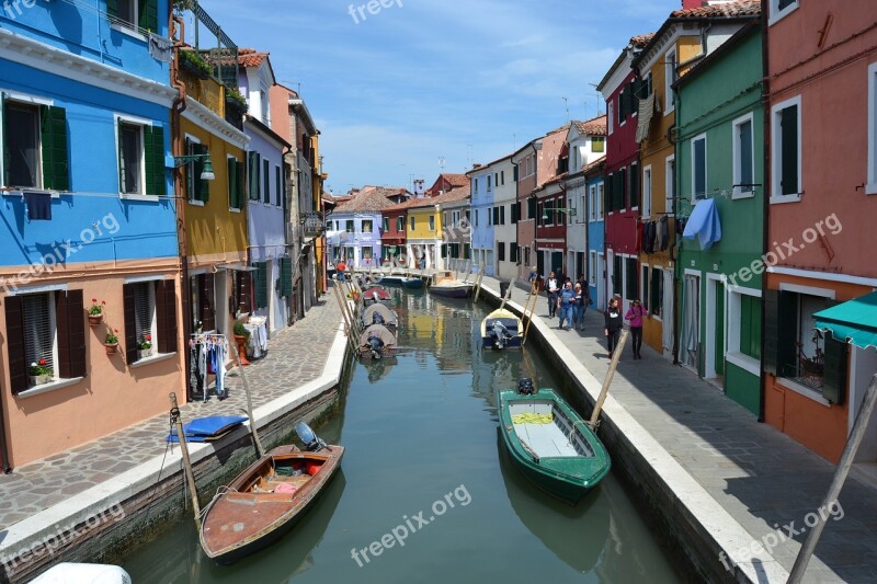 Burano Venice Italy Channel Boats