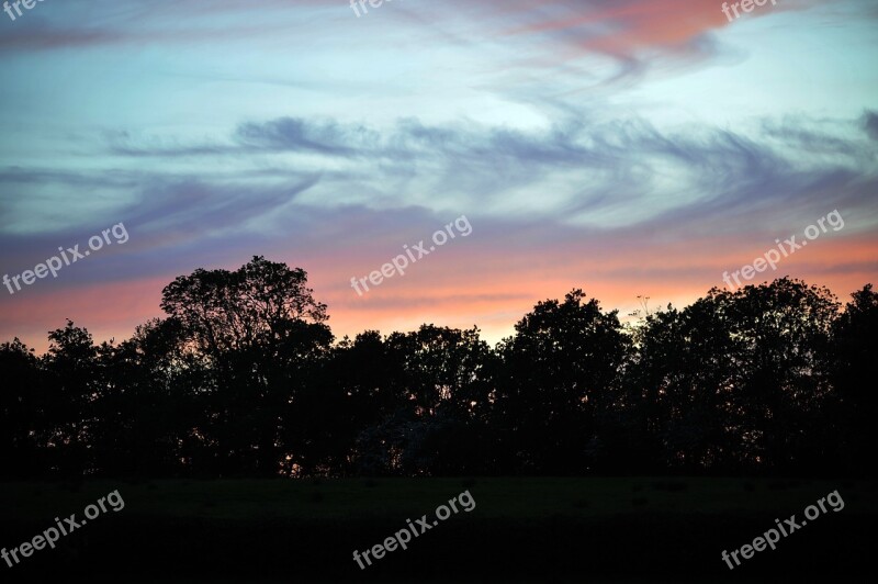 Storm Sky Wales Clouds Trees Silhouettes