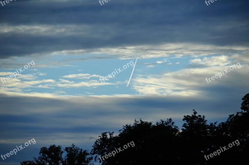 Sunset Ammanford Plane Sky Heavy Clouds